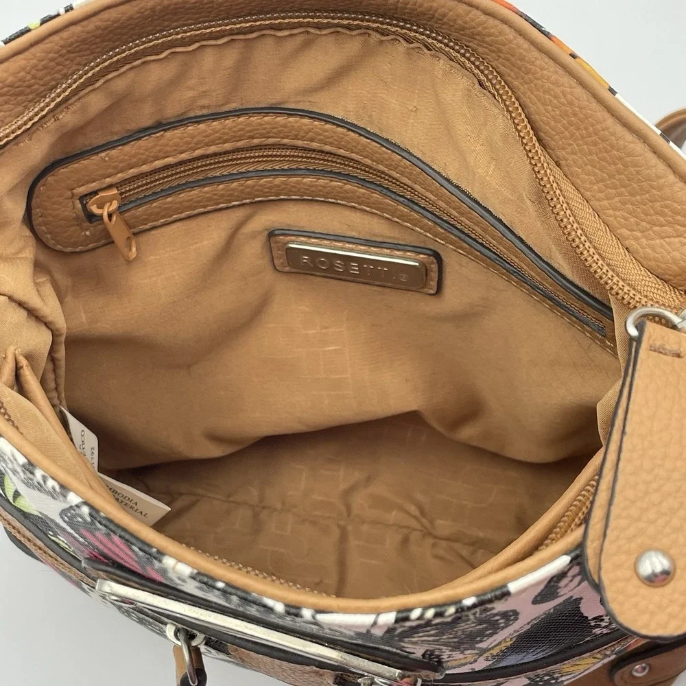 Rosetti Butterfly Print Crossbody Purse Tan Faux Leather Shoulder Bag 8